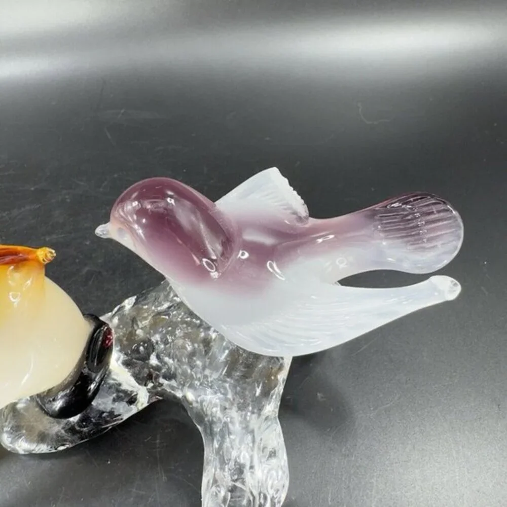 Venetian Italian Glass Love Birds Figurine Decor Opaline‎ Glass Hand Made AS IS